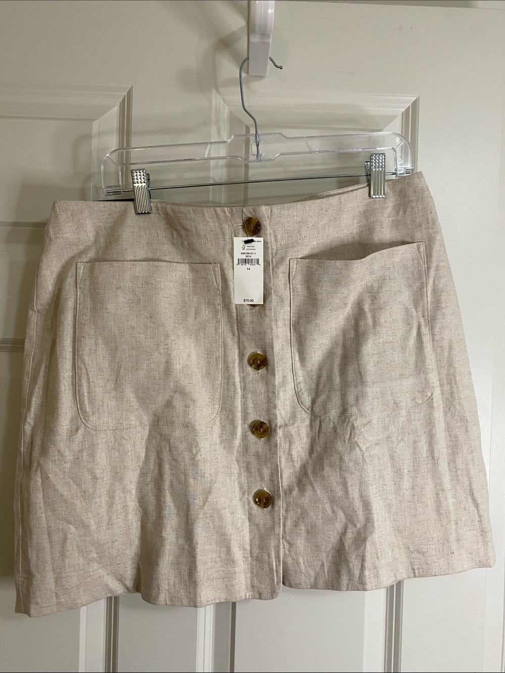 Banana Republic Factory Beige Button-Front Mini Skirt